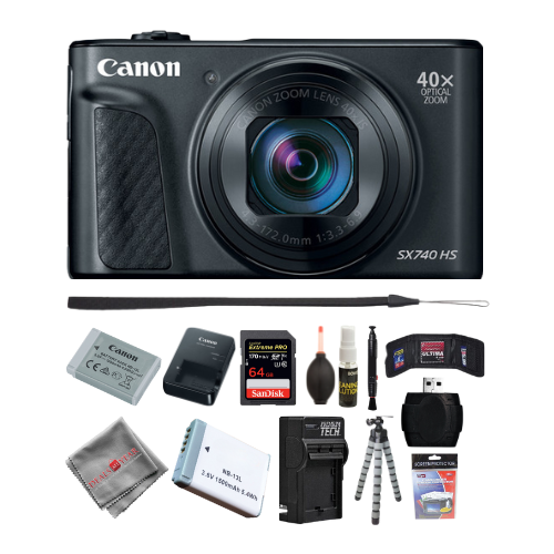 Canon PowerShot SX740 HS Digital Camera - Black - 64GB Accessory PKG