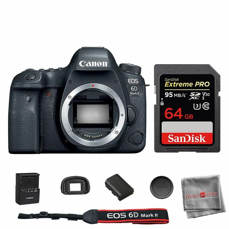 Canon 6D Mark II DSLR Camera Body with SanDisk 64GB Extreme PRO SDXC Card