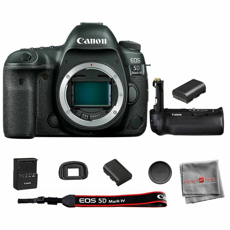 Canon EOS 5D Mark IV DSLR Camera with BG-E20 Battery Grip + Extra Battery Pack