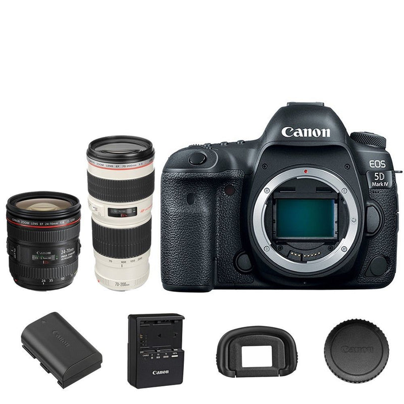 Canon 5D Mark IV DSLR Camera Body + 24-70mm f/4L IS USM + 70-200mm f/4L