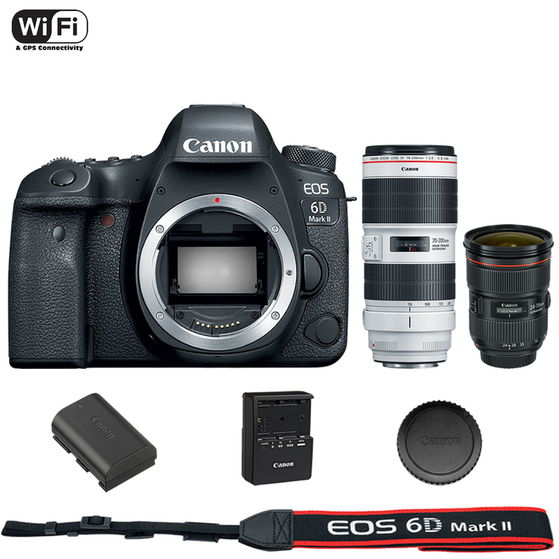 Canon EOS 6D Mark II DSLR Camera Body with 24-70mm f/2.8L II + 70-200mm 2.8L IS III Lens
