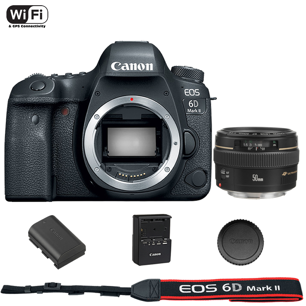 Canon EOS 6D Mark II DSLR Camera Body with EF 50mm f/1.4 USM Lens