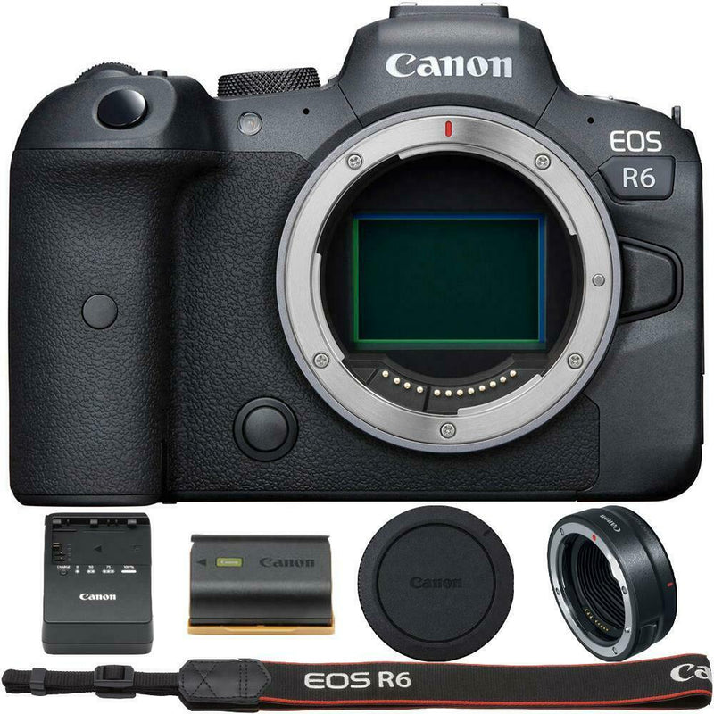 Canon EOS R6 Mirrorless Digital Camera with Canon Mount Adapter EF-EOS R