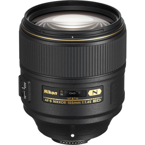 Nikon AF-S NIKKOR 105mm f/1.4E ED Lens Front Top View 