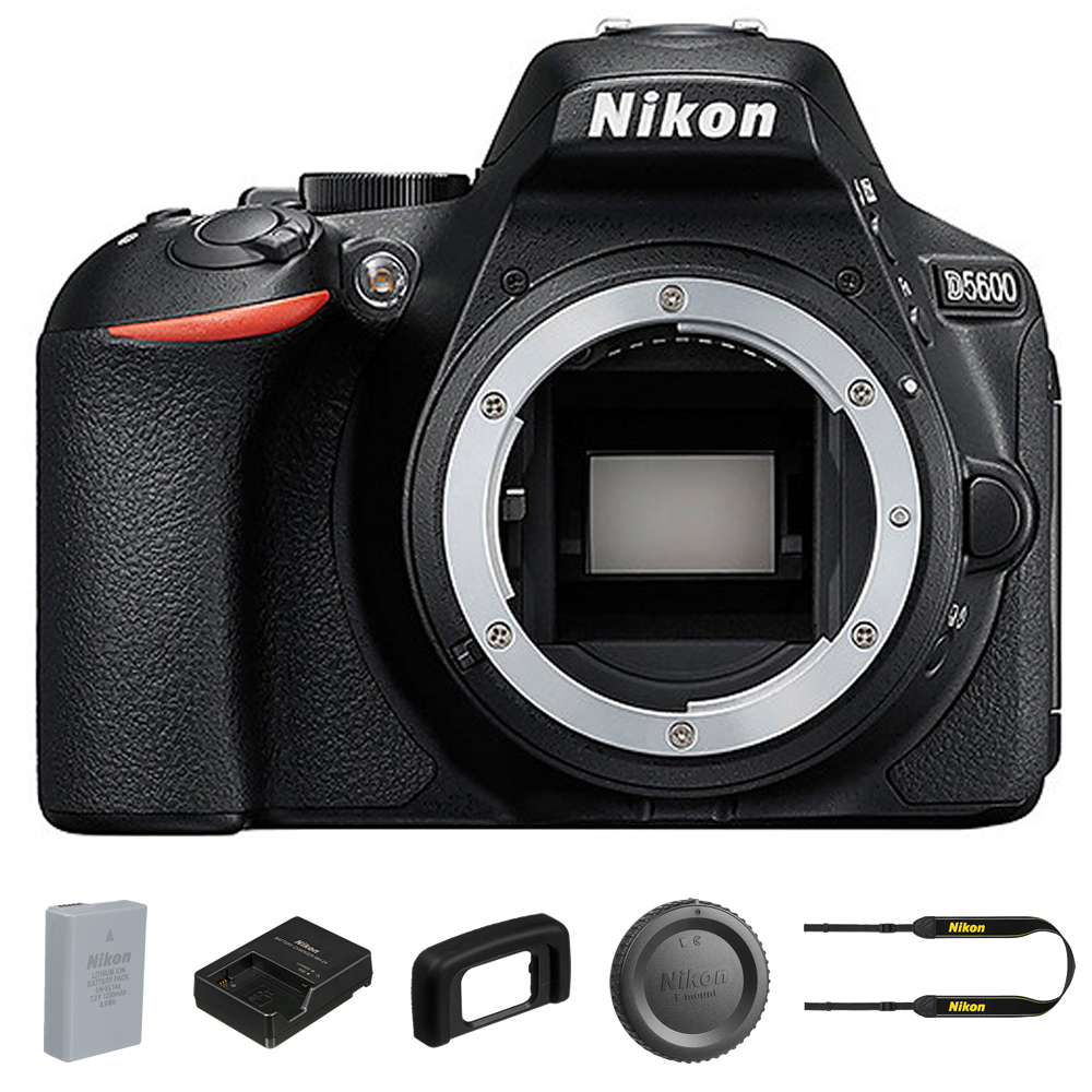 Nikon D5600 DSLR Camera (Body Only) (Intl Model) Includes 64GB Memory Kit 