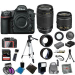 Nikon D850 DSLR Camera + 4 Lens Kit: 18-55mm VR + 70-300 mm + 64GB Kit