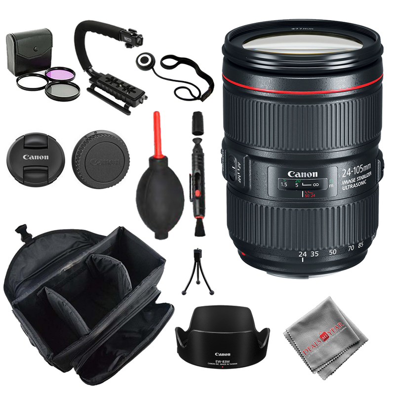 Canon EF 24-105mm f/4L IS II USM Lens + Bag Cleaner 3pc Filter Kit Cap Keeper