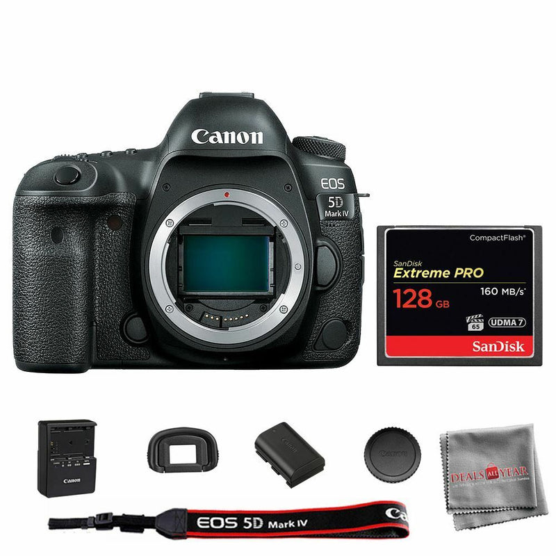 Canon EOS 5D Mark IV Digital SLR Camera Body with SanDisk 128GB CF Memory Card Kit